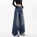 "Women's Vintage Wide-Leg Jeans – 90s Retro High-Waisted Distressed Denim With Raw Hem, Oversized Streetwear Fit, Unisex Aesthetic"_mkmklike.com