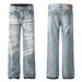 Men's Clothing Retro Graffiti Hand-Painted Jeans - Loose Straight Leg Hip Hop Streetwear Pants With Artistic Drop Crotch Design Comfortable Stylish_mkmklike.com