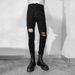 Men's Clothing Spring And Summer New High Street Hole Jeans Men's Pants Slim Small Straight Black Beggar White Hip Hop Pants_mkmklike.com