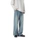 Men's Clothing Summer Trendy Light Blue Jeans For Men And Women, Washed High Street Straight Leg Pants, Versatile Long Trousers_mkmklike.com