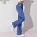 Women's Vintage Stretch Slim-fit Jeans With Double-button Design, Dark Blue Denim Trousers, High-waisted And Slimming_mkmklike.com