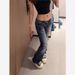 Vintage Y2k Low-Rise Flared Jeans With Rhinestone Embroidery - Stretch Denim Wide-Leg Pants For Women_mkmklike.com