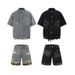 Men's Clothing Men's Summer Retro Ins Trend Camouflage Washed Ripped Denim Shirt Jacket Short Sleeves_mkmklike.com