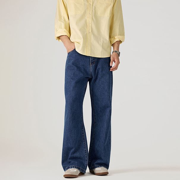 Men's Clothing Vintage Dyed Washed Flared Jeans 12.9 Oz Unisex Trendy Casual Trousers For Men_mkmklike.com