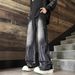 American Tie Dye Jeans For Men, Spring And Autumn Washed Gradient High Street Vibe, Loose Straight Wide Leg Pants_mkmklike.com