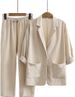 Women's Clothing New thin two piece suit jacket pants autumn loose fashion casual cotton and linen suit_mkmklike.com