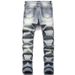 High-end Trendy Casual Patch Slim-fitting Small Feet Trendy Brand Washed Ripped High Street Embroidered Men's Jeans_mkmklike.com