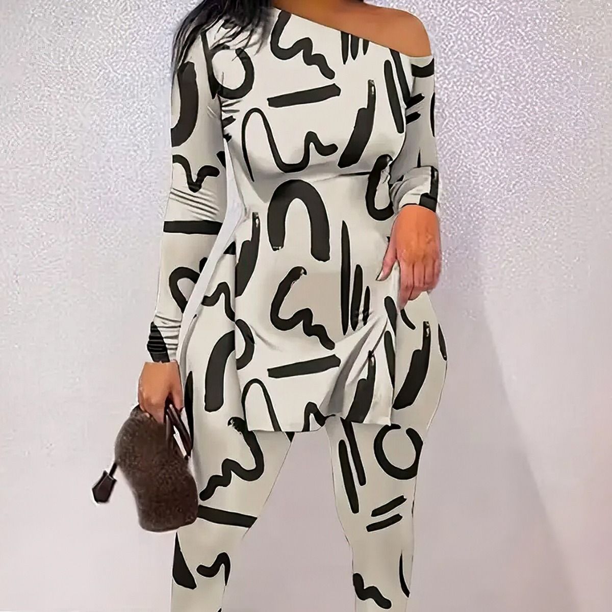 Women's clothing fashion casual print long sleeved suit_mkmklike.com
