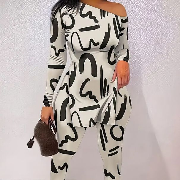 Women's clothing fashion casual print long sleeved suit_mkmklike.com