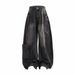 American Style Men's Curved Blade Jeans Multi Pocket Deconstructed Washed Straight Leg Wide Leg Trendy Long Pants_mkmklike.com