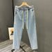 Men’s Stretch Waist Relaxed Fit Jeans – Summer Lightweight Straight-Leg Cropped Pants (S-3XL, Modal Blend, High Street Vintage Style)_mkmklike.com