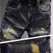 Men's Clothing Men's Versatile Trendy Distressed Shorts Scraped Casual Mid Length Pants_mkmklike.com