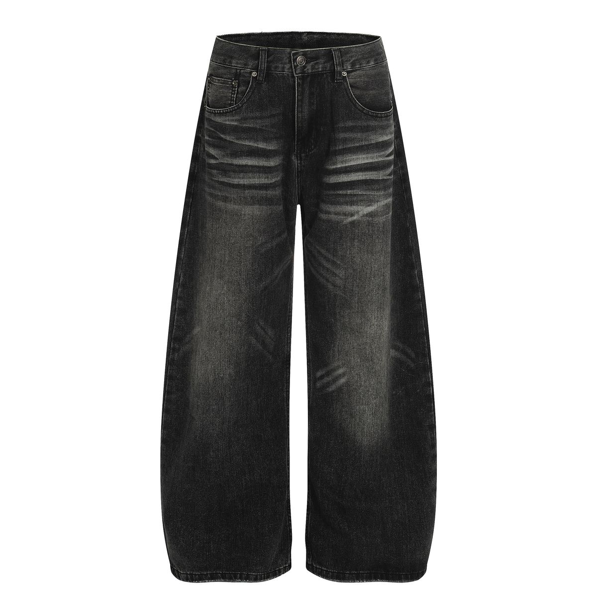 Vintage Washed High-Street Jeans For Men & Women – Relaxed Fit Cat Whisker Denim With Curved Hem (Blue/Black, S-XXL)_mkmklike.com