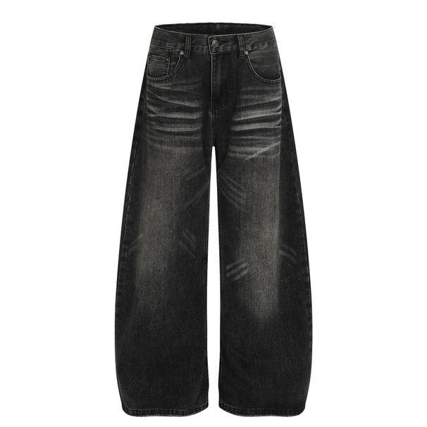 Vintage Washed High-Street Jeans For Men & Women – Relaxed Fit Cat Whisker Denim With Curved Hem (Blue/Black, S-XXL)_mkmklike.com