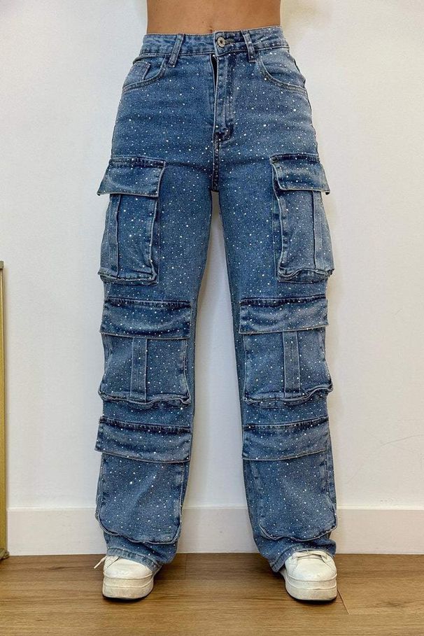 Women's Clothing Fashion Street Style Pocket Diamond Casual Jeans_mkmklike.com