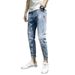Summer New Slim Fit Small Straight Tube Trendy Men's Fashion Hundred Tower Jeans American Style_mkmklike.com