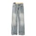 Men's Clothing Blue Distressed Denim Men's Loose Straight Drape Mopping Pants_mkmklike.com