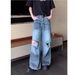 Vintage Distressed High-Waist Straight Leg Jeans For Men & Women – Retro Stretch Denim Pants With Ripped Details_mkmklike.com
