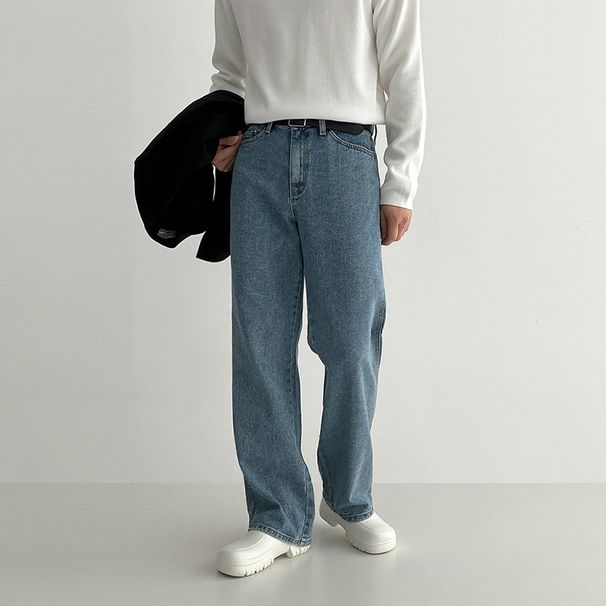 Loose Straight Leg Jeans For Men Casual Wide Leg Long Pants Trendy Plus Size High Street Style Spring Autumn_mkmklike.com