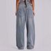 Women's High Waist Straight Leg Jeans Rivet Design Hot Fix Rhinestone European American Style Loose Trousers Trendy Retro_mkmklike.com