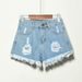 Women's Clothing High Waist Loose Denim Shorts For Women In Summer Fat Mm Large Size Ripped Slimming Raw Edge Wide Leg A Line Hot Pants For Women_mkmklike.com