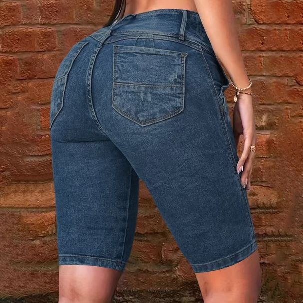 Women's Slim Fit Casual Jeans Shorts Versatile 5/8" Pants Relaxed Everyday Wear Comfortable Feshion_mkmklike.com