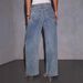 Women's High Waist Straight Leg Distressed Denim Jeans - Stretchy Comfortable Wide Leg Trousers For Casual Streetwear_mkmklike.com