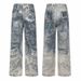 Retro 3D Print Jeans For Men – High Street Baggy Denim Pants With Vintage Wash (Hip-Hop Inspired, Cotton Blend, Straight-Leg, Mid-Rise, S-3XL)_mkmklike.com