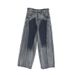 Men's Vintage Washed Denim Jeans – Retro American High Street Style, Relaxed Straight Leg With Dye Splice & Distressed Detailing_mkmklike.com