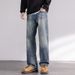 Autumn New Jeans Men's Fit Straight Tube Loose Trendy Brand American Washed Middle Waist Youth American Retro Double Craft_mkmklike.com