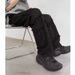 Cleanfit Men's Slim Fit Ripped Jeans Slightly Flared Black Pants Trendy Brand American High Street Style Vibe_mkmklike.com