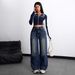 Women's Clothing Retro Blue Women's Jeans Loose Casual Straight Leg Wide Leg Trousers Spring Fashion For Formal & Casual For Women_mkmklike.com