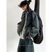Embroidered Washed Denim Jacket For Men's Summer New BF Style Loose Workwear Casual Top_mkmklike.com