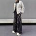 Men's Vintage Lightning Bolt Jeans – Oversized Streetwear With Embroidery & Anti-Fit Silhouette (S-3XL, Black, Distressed Denim)_mkmklike.com