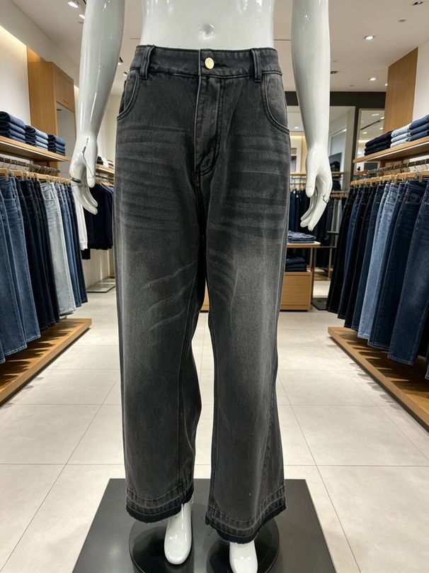 Men's Clothing Fashion New Lazy Autumn And Winter Snow Mountain Version High Ounce Gradient Lightning Jeans Ins Japanese Trend Ice Blue_mkmklike.com