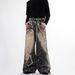 Heavy Duty Chain Print Jeans Straight Leg Trousers For Men And Women High Street Style Summer Trendy Trade_mkmklike.com