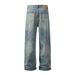 Men's Jeans Washed Vintage Casual Straight Long American Style Wasteland Gradient Floor-Length Dad Pants Versatile_mkmklike.com