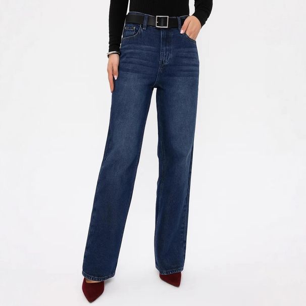ELLE Cross-Border 2025 New High-End Jeans Winter Straight Slim Casual Loose Pants_mkmklike.com