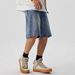 Men's & Women's Vintage Blue Straight Denim Shorts With Cat Whisker Texture - Summer Cool Comfort Casual Wear_mkmklike.com