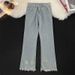 Men's Trendy Ripped Frayed Jeans Loose Straight Leg High Street Style American Retro Washed Denim Slightly Flared_mkmklike.com