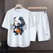 Men's Clothing 2024 Waffle Casual Summer Suit Men's Loose Teen Short sleeved T shirt Shorts Handsome Two piece Suit_mkmklike.com