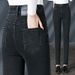 Petite Women's Black High-waisted Jeans, 2026 Spring New Style, Versatile Slim-fit Skinny Pencil Pants_mkmklike.com