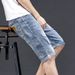 Men's Clothing Denim Shorts Trendy Loose Five Point Summer Thin Casual Ripped Mid Length Pants_mkmklike.com