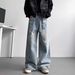 Men's Checkered Jeans - Retro American Style Wide Leg Loose Fit Straight Pants For Big & Tall, Summer & Autumn Casual Trousers_mkmklike.com