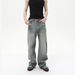 Men's Clothing Retro Distressed Raw Edge Design High Street Versatile Casual Straight Loose Jeans Trend_mkmklike.com