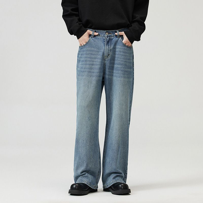 Unisex Baggy Jeans | 90s Vintage Washed Denim Pants With Elastic Waist | High-Waisted Loose Fit For Men & Women_mkmklike.com