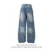 Men's Retro Graffiti Wide Leg Jeans Casual Loose Straight Leg Trousers Trendy Spring New Curved Design American Style_mkmklike.com