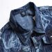 Loom Plus Size Clothing Autumn Winter Loose Denim Jacket Irregular Tie-Dye Trendy Men's Top_mkmklike.com
