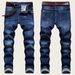 Timeless Washed Blue Jeans | Classic Straight Fit With Comfort Stretch Classic Washed Blue_mkmklike.com