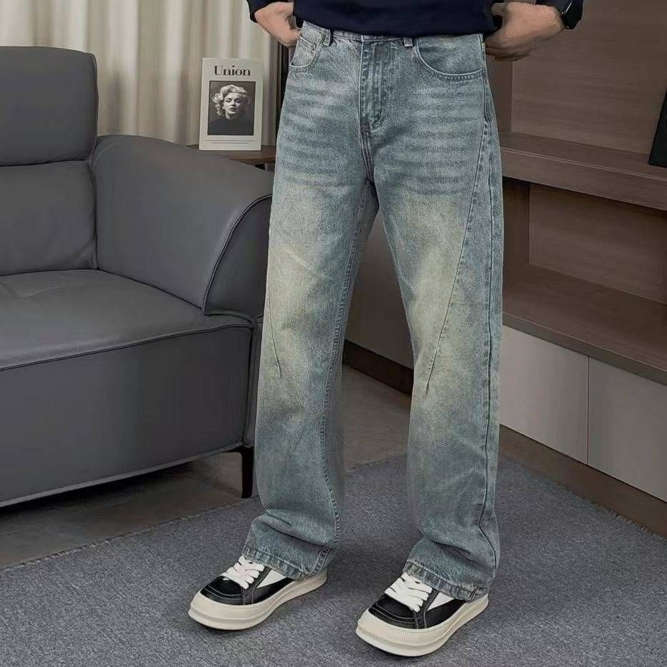 Men's Trendy Korean Style Distressed And Clean Washed High Quality Loose Fitting Harem Jeans Casual Versatile Denim_mkmklike.com